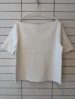 佐藤佳菜子 boutique310 半袖ニット ホワイト ボートネック - メルカリ
