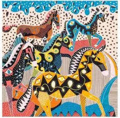 大判 スカーフ 馬 ストール 絵画風 絵画 オシャレ ピンク