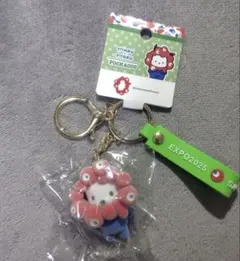 新製品　ミャクミャク なりきり立体マスコットフロッキーキーホルダー　ポチャッコ