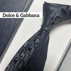 美品　ドルチェアンドガッパーナ　ネクタイ　紺　DG総柄