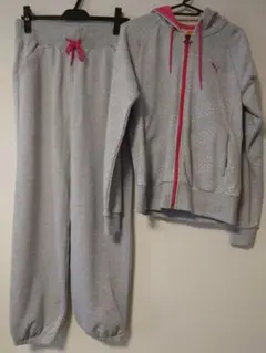 Puma スウェット上下セット グレー/ピンク