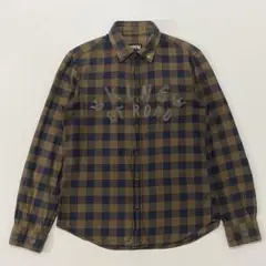 PPFM KING OF ROAD 前面プリントチェックシャツ 茶 L