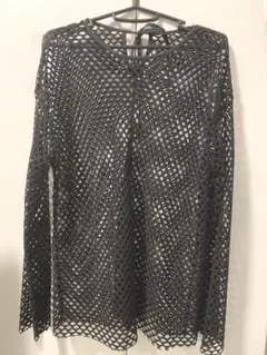 黒メッシュデザイン 長袖トップス