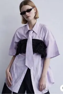 【完売品】Half-Sleeve Over Tie Shirt パープル