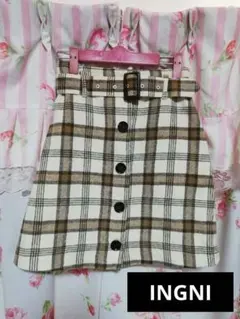 INGNI ベルト付きチェック台形ミニスカート(Mサイズ)