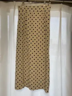 ドット柄タイトスカート ベージュ/黒
