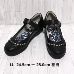 T150未使用級マーレマーレ コンフォートパンプス LL 黒 花柄 編み込みのサムネイル