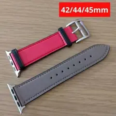 ☘️レザー調アップルウォッチ バンド ツートンカラー ブラウン/レッド