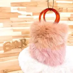 美品【トゥモローランド】バイカラー フォックス ファー トートバッグ ピンクのサムネイル