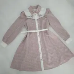 シークレットハニー　チェックワンピース　刺繍ワンピース