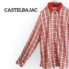 カステルバジャック チェック柄 シャツ ブラウス 赤 44 XL 大きいサイズ