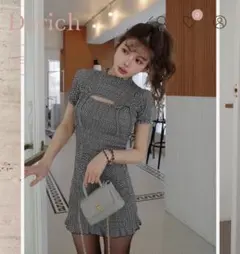 Darich リボンシャーリングギンガムミニワンピース F-L