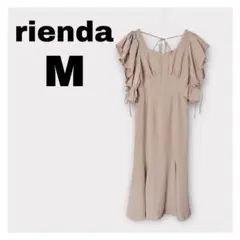 【美品】rienda M ベージュ フリルスリーブ ワンピース