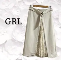 グレイル『GRL』ロング スカート【L】クリーム レース ベルト ウエストゴム