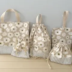 入園入学5点セット　ベージュ　花　ハンドメイド81