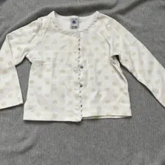 プチバトー　ホワイト　ドット柄　カーディガン 104cm 白