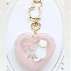 ハートレジンキーホルダー♡ネコ♡ハンドメイド