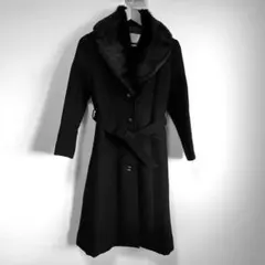 ファーコート　チェスターコート　ロング丈　ブラック　黒　ウール混　高級感　入学式