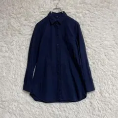 【無印良品】フランネルシャツ (M) 長袖 シンプル無地 ネイビー 綿100%