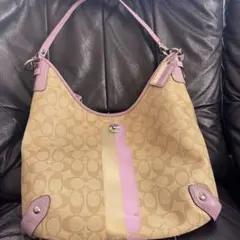 COACH ショルダーバッグ ベージュとラベンダー ワンショルダー