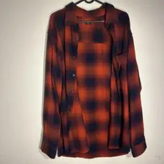 ネイビー チェック柄 シャツ XL