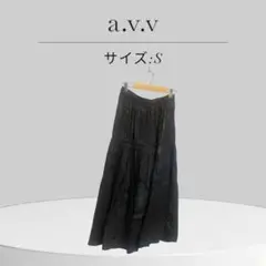 美品 a.v.v プリーツスカート ロング丈　ウエストゴム　光沢