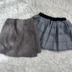 女の子チェックスカート２枚セット（90）