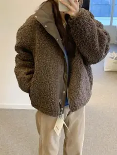 ボアジャケット ブラウン ショート丈