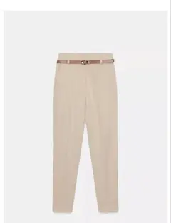 ZARA ザラ ディテールプリーツパンツ ベージュ XS ベルト付き