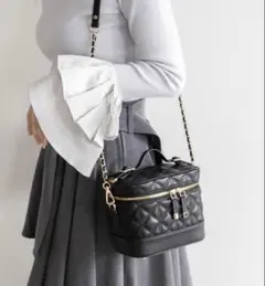 RANDA キルティング2WAYバニティバッグ ブラック