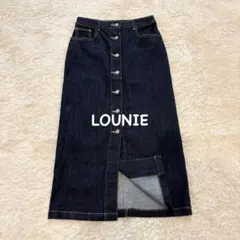 【LOUNIE】デニムタイトスカート インディゴ染め ダークブルー Sサイズのサムネイル