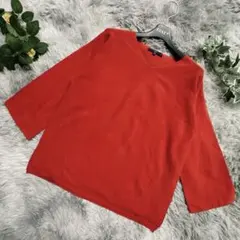 【日本製】ラエフ la.f... Vネック ニット セーター レッド 赤 2S