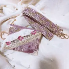 スマホポーチ スマホショルダーバック インド刺繍生地 チューリップ No