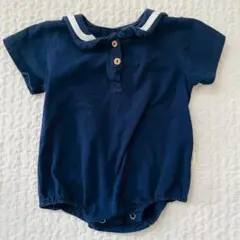 【美品】韓国ベビー服　ネイビー セーラーカラー ロンパース