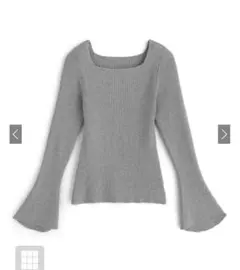 スクエアネックフレアスリーブリブニットトップス[k9153c] グレー Sサイズ
