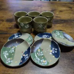 有田焼き、未使用、湯呑みと小皿セット