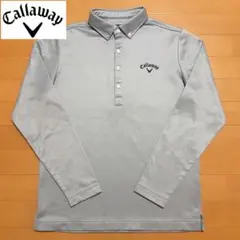 キャロウェイ ゴルフウェア 長袖ポロシャツ Mサイズ 総柄 裏起毛 グレー