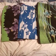 浴衣3点セット 花柄 ストライプ