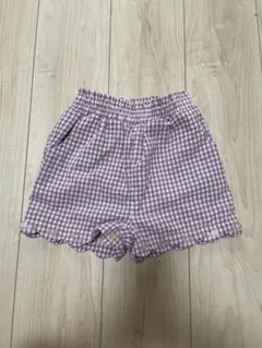 チェック柄　花刺繍　パンツ　ズボン　110㎝ mamaraku