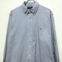 【希少】90s ラルフローレンRalphLauren ストライプシャツ 青白