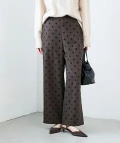 le.coeur blanc 《手洗い可能》ドットワイドパンツ 新品訳あり