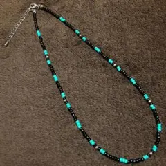 ヘ*3様 ブラック ターコイズ メタル ビーズネックレス 40cm−45cm 3