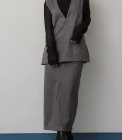 【美品】Vネックジレアウト ポケットスカートセットアップ S