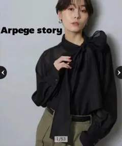 【美品】 Arpege story オーガンジーボウタイブラウス シアーシャツのサムネイル