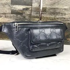 グッチ ボディバッグ グッチシマ オールレザー GG ウエストバッグ