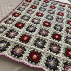 ★handmade★ お花モチーフ編みブランケット