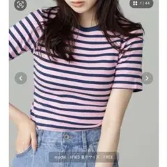 新品　Miller ミラー　Tシャツ　コットン　リブ　ボーダー　ピンク　ネイビーのサムネイル