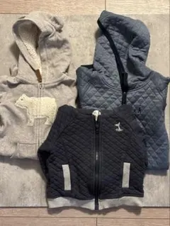 フード付きロンパース カバーオール カーディガン セット 70cm Bebeべべ