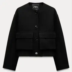ZARA ノーカラージャケット ZARA ホワイト ノーカラージャケット - メルカリ