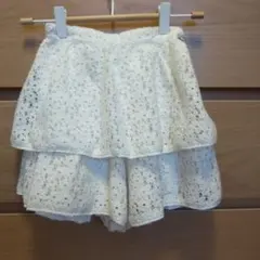 mezzo pianoホワイト レース スカート ショートパンツ 130cm